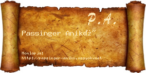 Passinger Anikó névjegykártya
